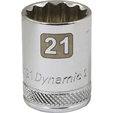 Dynamic 1/2" Drive, 21mm Metric Socket, 12 Points D015121